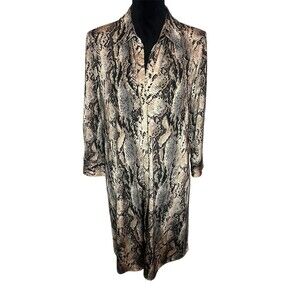 L'AGENCE STUNNING SNAKESKIN BROWN LONG SLEEVE SHIRT DRESS SIZE LARGE